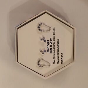 Bomb Party Aquamarine Cubic Zirconia Rhodium Plated Earring Set